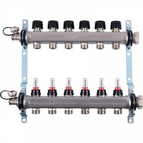 UPONOR SMART S КОЛЛЕКТОР С КЛАПАНАМИ СТАЛЬНОЙ, ВЫХОДЫ 6X3/4" ЕВРОКОНУС '1И